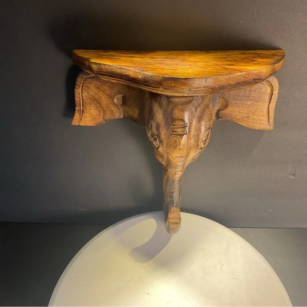 Handcrafted Brown Elephant Wall Shelf